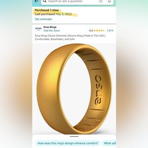 Enso Rings Classic Elements Silicone Ring (gold infused) Men’s size 12